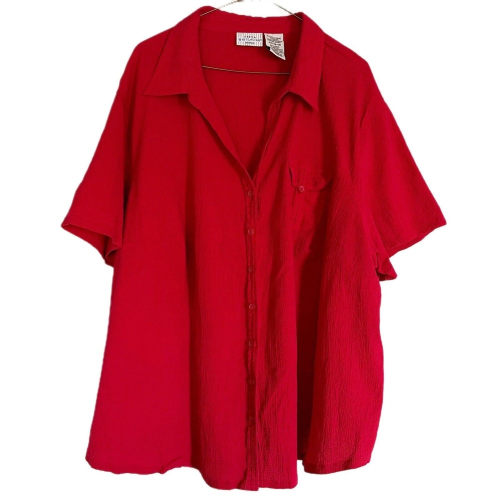 Stretch Red Cotton Shirt Size 4X White stag